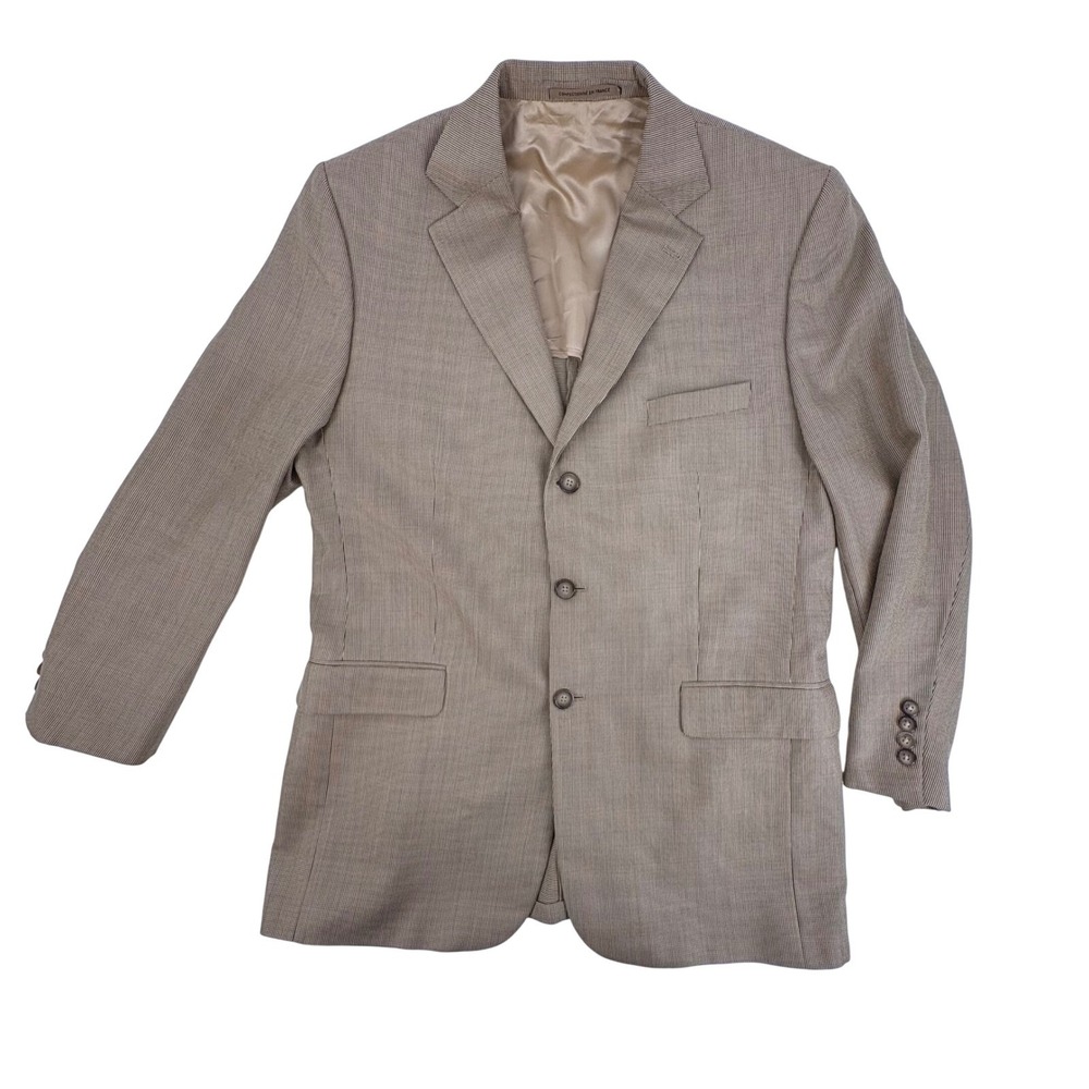 Curling Mens Blazer Tan‎ Houndstooth "Confectionne en France"
